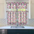 thumbnail image 3 of Kitchen Curtains 36 Inch Short - 3 Panel Set, Flamingo Tropical Bird Print, Rod Pocket Window Curtain, 100% Polyester for Hawaiian Summer Beach Decor, Easy Wash, 3 of 6
