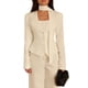 thumbnail image 1 of Chaqueta de Traje de Larga para Mujer, Color Liso, Cuello en V, Corte Entallado y Hombreras XL, 1 of 9