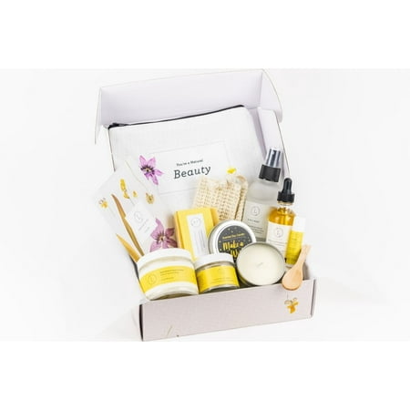 Sunshine in a Box – Natural Citrus Bath & Body Spa Gift Set with Grapefruit Body Oil, Scrub, Candle & Shower Steamer