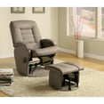 thumbnail image 2 of Benzara Leatherette Upholstered Metal Swivel Glider Recliner with Ottoman, Beige and Black, 2 of 2