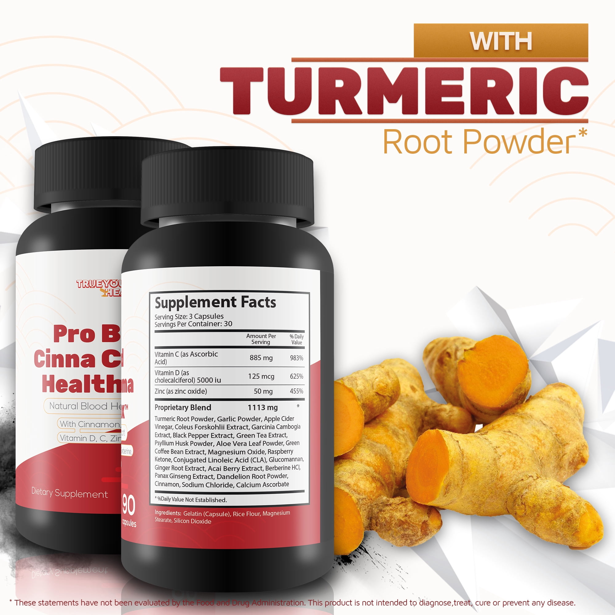 Pro Blood Cinna Chroma Health Max - Natural Blood Health Support with Cinnamon, Turmeric, Berberine, Vitamin D, Vitamin C, Zinc & More - Promote Balanced Blood Health & Improved Blood Flow