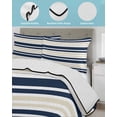 thumbnail image 4 of Quilts Twin XL Size, Navy Blue Khaki Striped Soft Comforter Bedding Set for Bed, Gradient Horizontal Lines Lightweight Quilted Bedspread with Pillow Cover(2 Pieces) for All Season, 68x98 Inch, 4 of 6