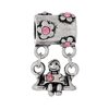 Little Girl on Swing w/ Pink Crystals European European Bead Compatible for Most European Snake Chain Charm Braceletss
