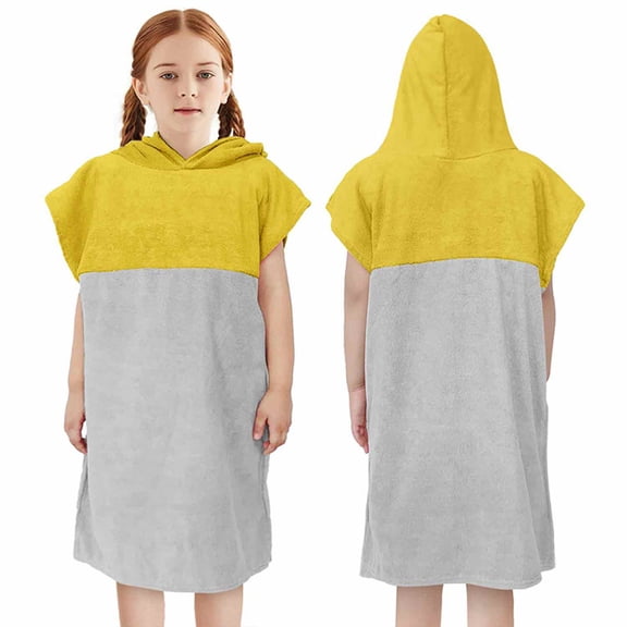 Toimothcn Children'S Quick Dry Bathrobe Unisex Students Swimming Absorbent Hooded Towel Cape Girls Dailywear