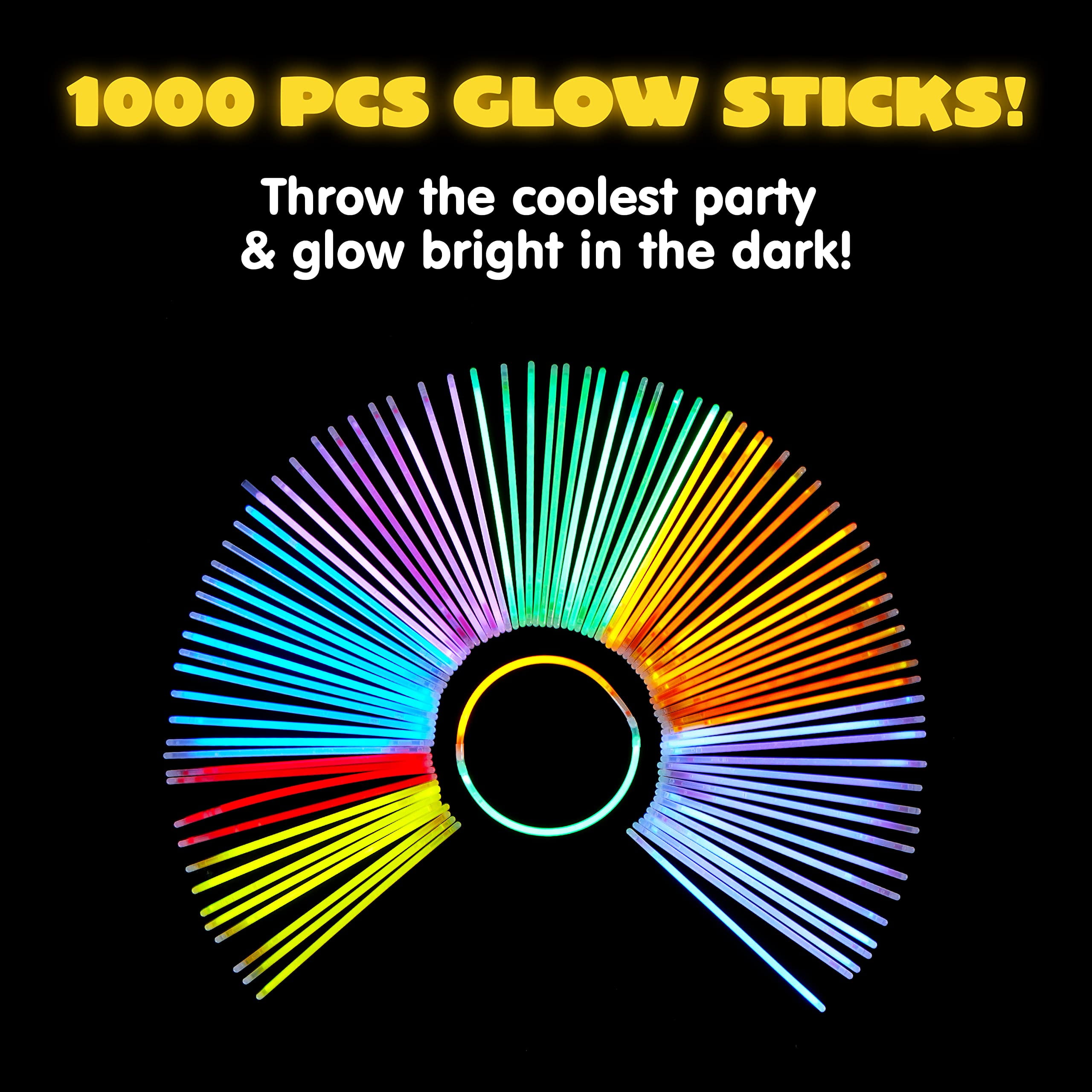 Joyfy Glow Sticks Set Party Favors, Neon Colors, 144 Count