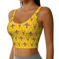 thumbnail image 2 of Fotbe Mardi Gras Crayfish and Fleur de lis Pattern Womens' Sports Bra Longline Wirefree Padded with Medium Support Sports Moisture-Wicking Workou Vest,Tank Top-XX-Large, 2 of 7