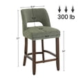 thumbnail image 2 of Usaint Chenille Bar Stools Set of 2, 26" Counter Height Barstools, Mid-Century Wooden Kitchen Island Chairs for Dining Room, Green, 2 of 9