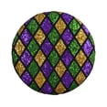 thumbnail image 3 of Spare Tire Cover, Mardi Gras Shiny Green Purple Wheel Cover Tire Covers for Trailers Car Truck Camper Universal Tire Covering Fits Diameter 17 inch, 3 of 7