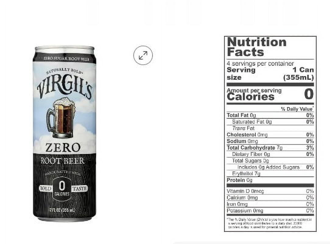 Virgil's Zero Sugar Root Beer 12ounce (Pack of 12)
