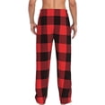thumbnail image 3 of Goofa Buffalo Plaid Red Black Printed Soft Pajama Pants for Men, Wide Leg Comfy Casual Lounge Yoga Pants-, 3 of 9