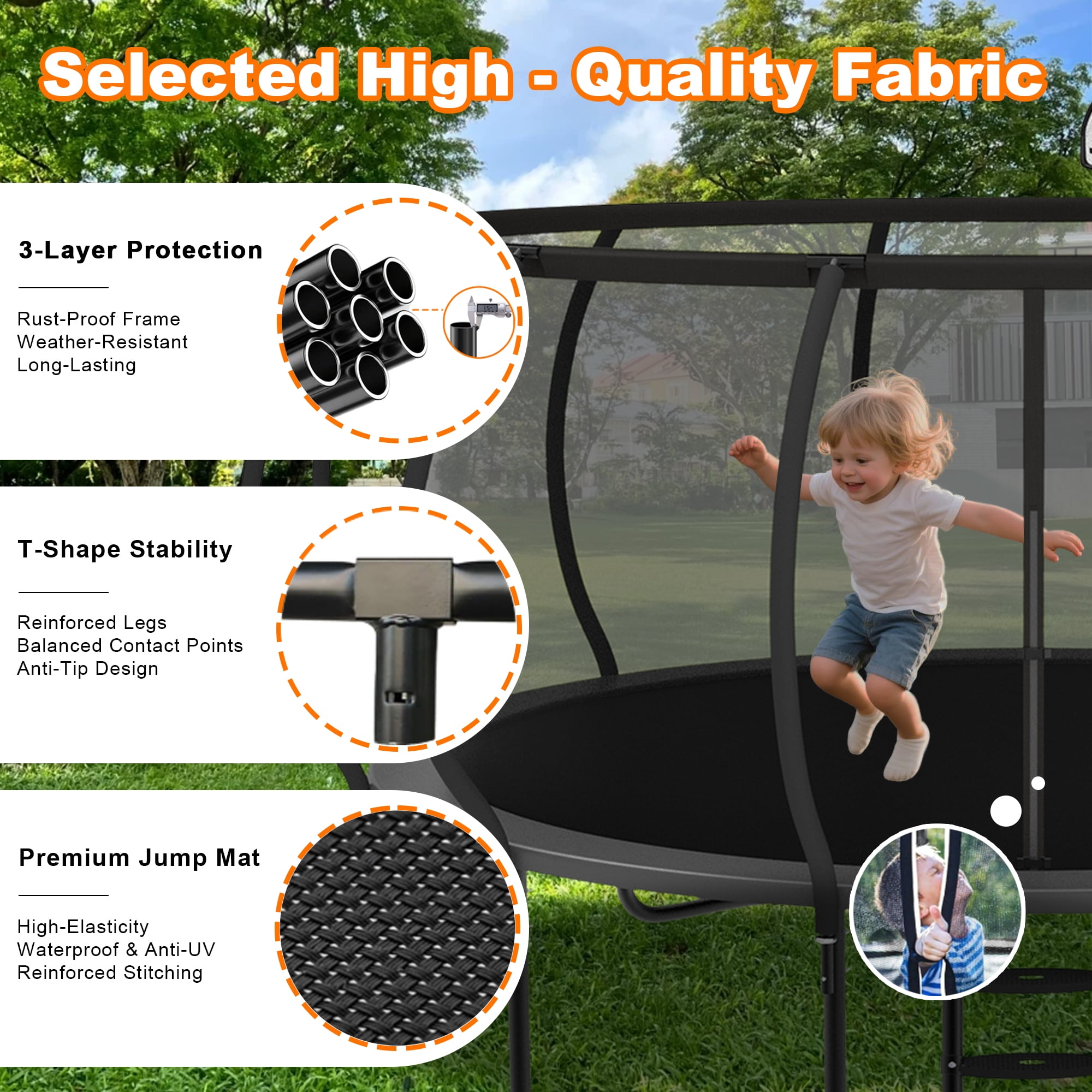 DeepRoar 2026 Upgraded 10FT Trampoline for Kids, Heavy Duty 1000LBS Outdoor Trampoline Set with Enclosure, Basketball Hoop, Light and Sprinkler, Recreational Trampolings for Backyard