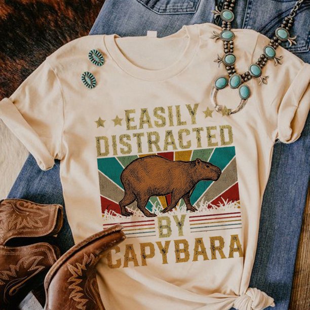 Kapibara Capybara Camiseta Mujer streetwear Gráfico Japonés Camisetas Ropa Divertida Gao Jiahui unisex