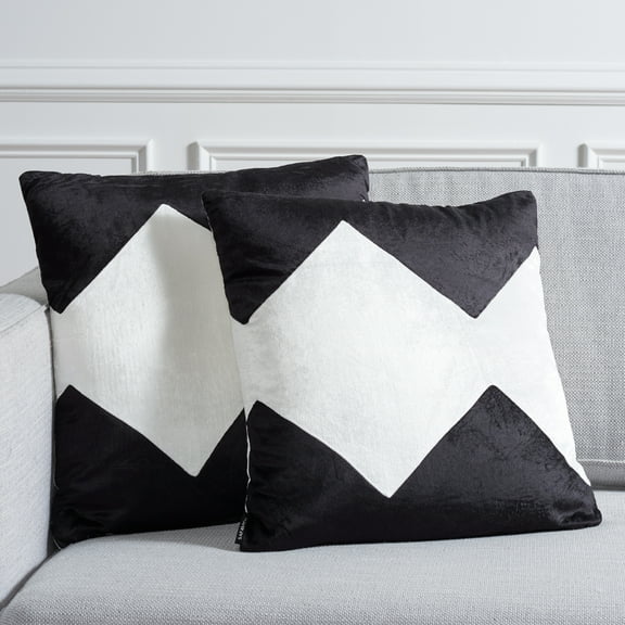 SAFAVIEH Tabytha Geometric Pillow, 22" x 22", Black/Ivory, Set of 2