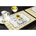 thumbnail image 5 of Yellow Buffalo Sunflowers Placemats Set of 4,Cotton Linen Heat Resistant Table Mats Washable You are my Sunshine Bees Yellow Placemat for Holiday Banquet Party Dining Kitchen Table Decor, 5 of 6