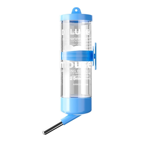 125ml Small Pet Water Bottle, No Drip Rolling Ball Leak Proof Water Dispenser for Hamster, Guinea Pig, Rabbit, with Secure Plastic Clip Mount, Blue
