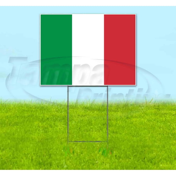 Italy Flag (18" x 24") Yard Sign, Includes Metal Step Stake