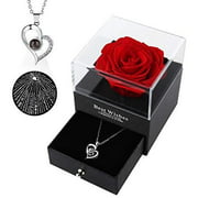 Graduation Gift, Graduate, Romantic Gifts for Her, Preserved Fresh Real Red Rose That Lasts Forever Gift Box with Necklace, Gifts for Her, Multi Use for Home/Office or Home Decorations, fo