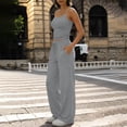 thumbnail image 5 of Hurxie Women's 2 Piece Pajama Lounge Set Summer Matching Lounge Sets Spaghetti Strap Tank Top Comfy Wide Leg Pants Sets Dark Gray,XL, 5 of 6