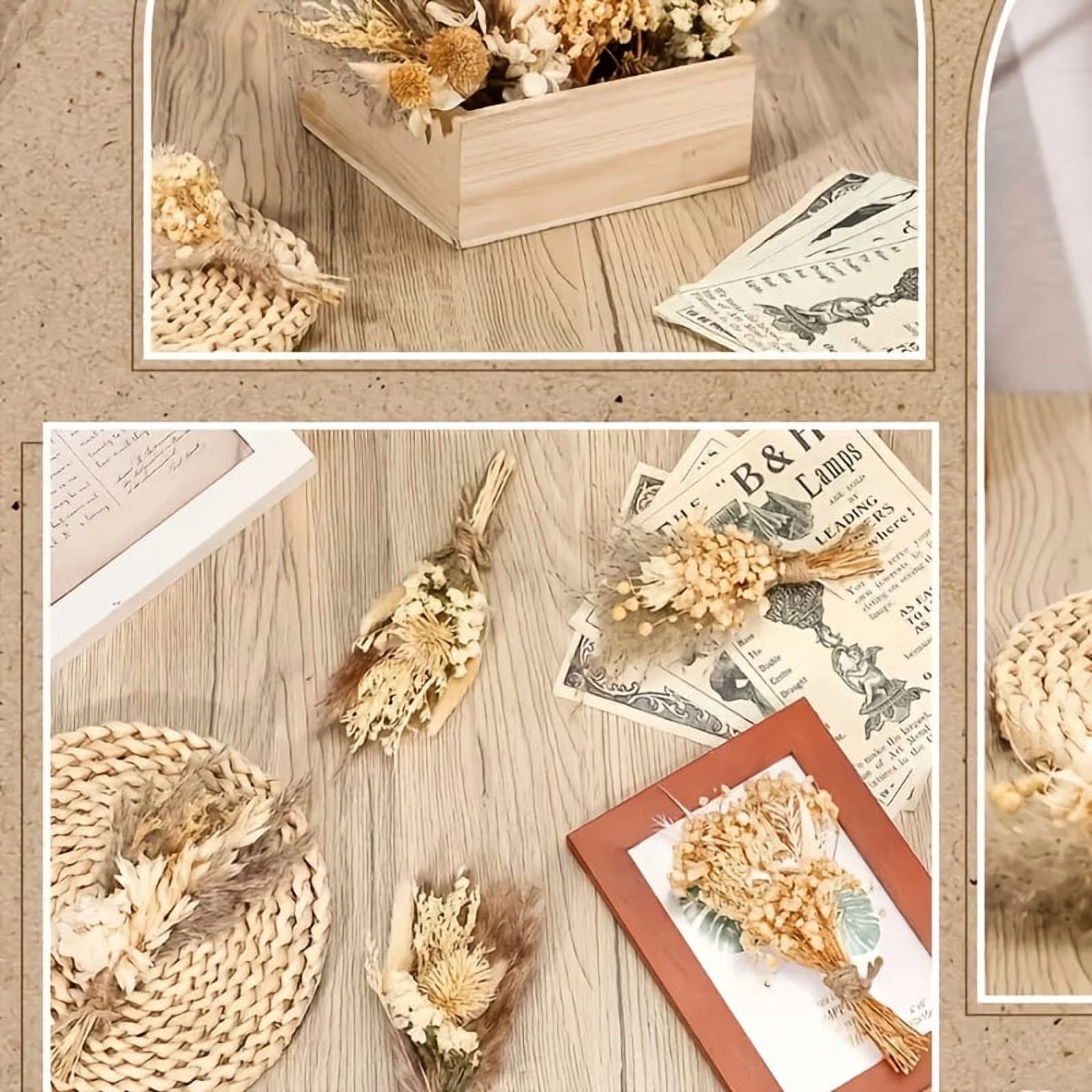 24Pcs Mini Dried Flower Bouquet, 6 Inch Small Dried Flowers With Soft Beige &White Tones, Daisies, Baby’s Breath, Perfect For Boho Wedding Decor, Rustic Wedding Decor, Vase Arrangements, Home Decor