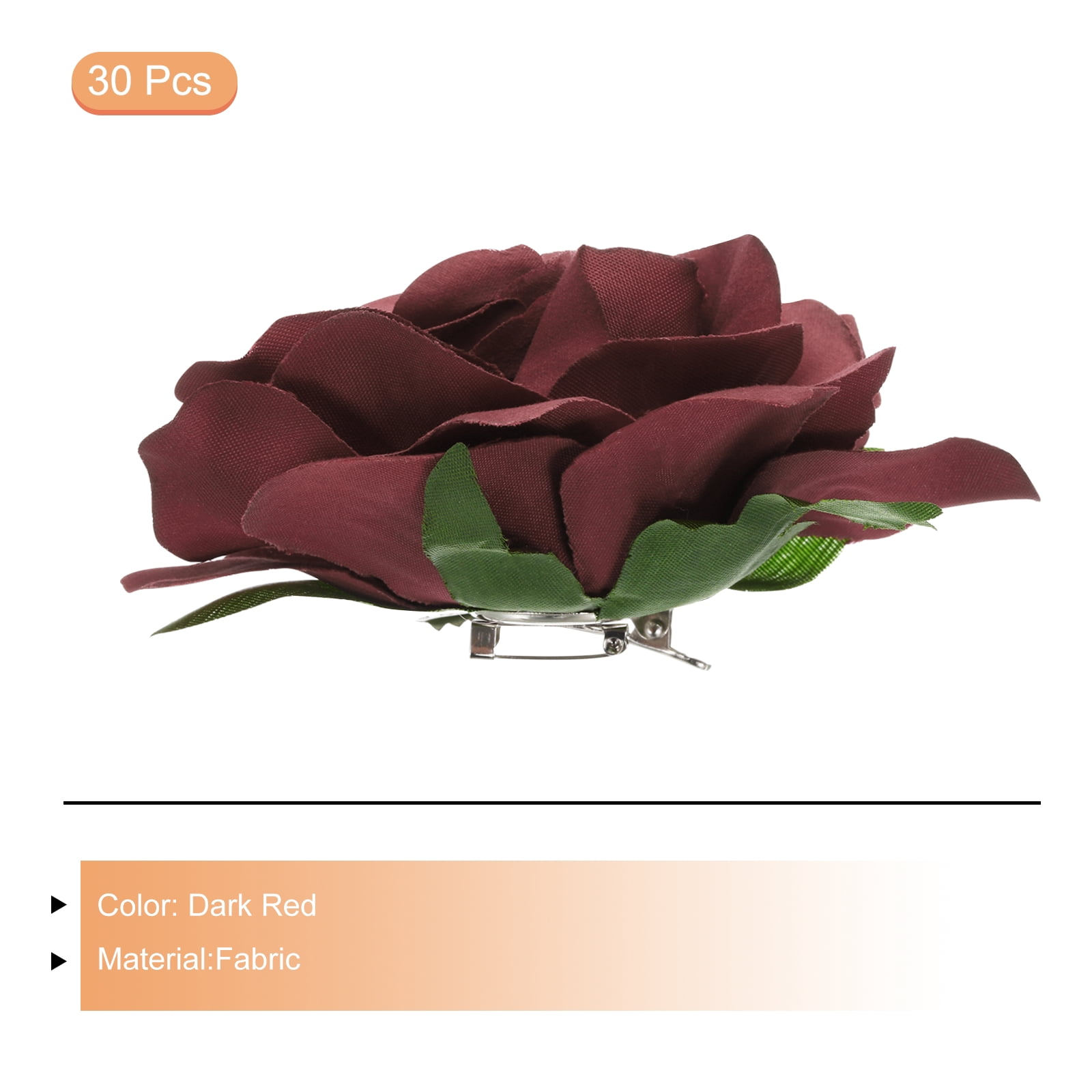 30 Pcs Rose Flower Hair Clips 4 Inch Flower Hair Pins for Women Hair Accessories Dark Red