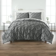Better Homes & Garden Grey Cotton Blend Pintuck 3 Piece Comforter Set, Full/Queen