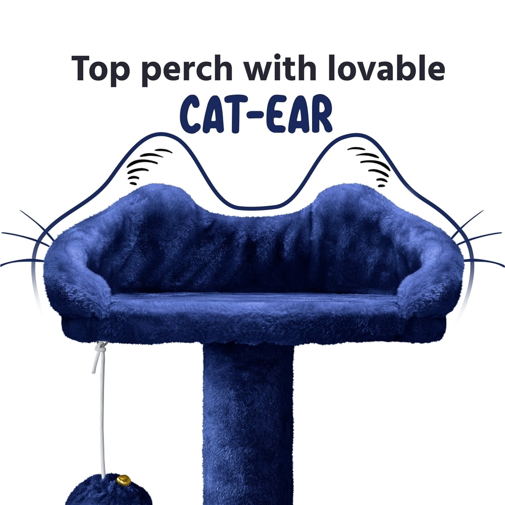 Renwick 54" H Cat Tree Tower with 2 Condos for Small and Medium Cats, Navy Blue