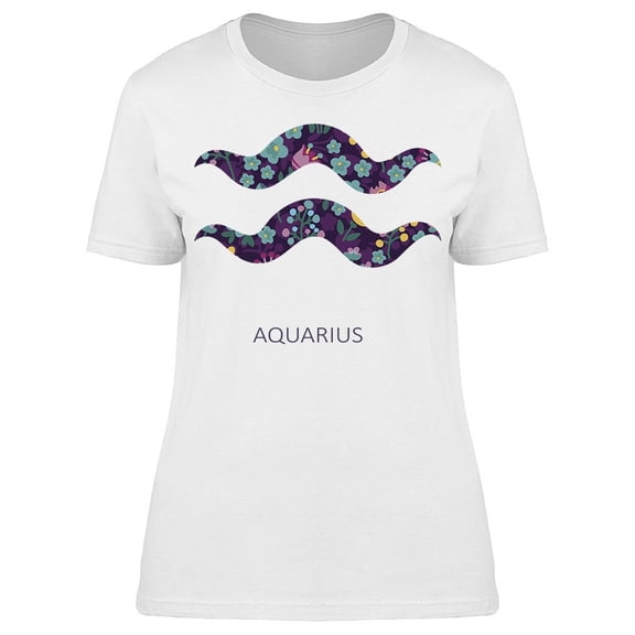 Zodiac Sign Aquarius Floral T-Shirt Women -Image by Shutterstock, Female x-Large