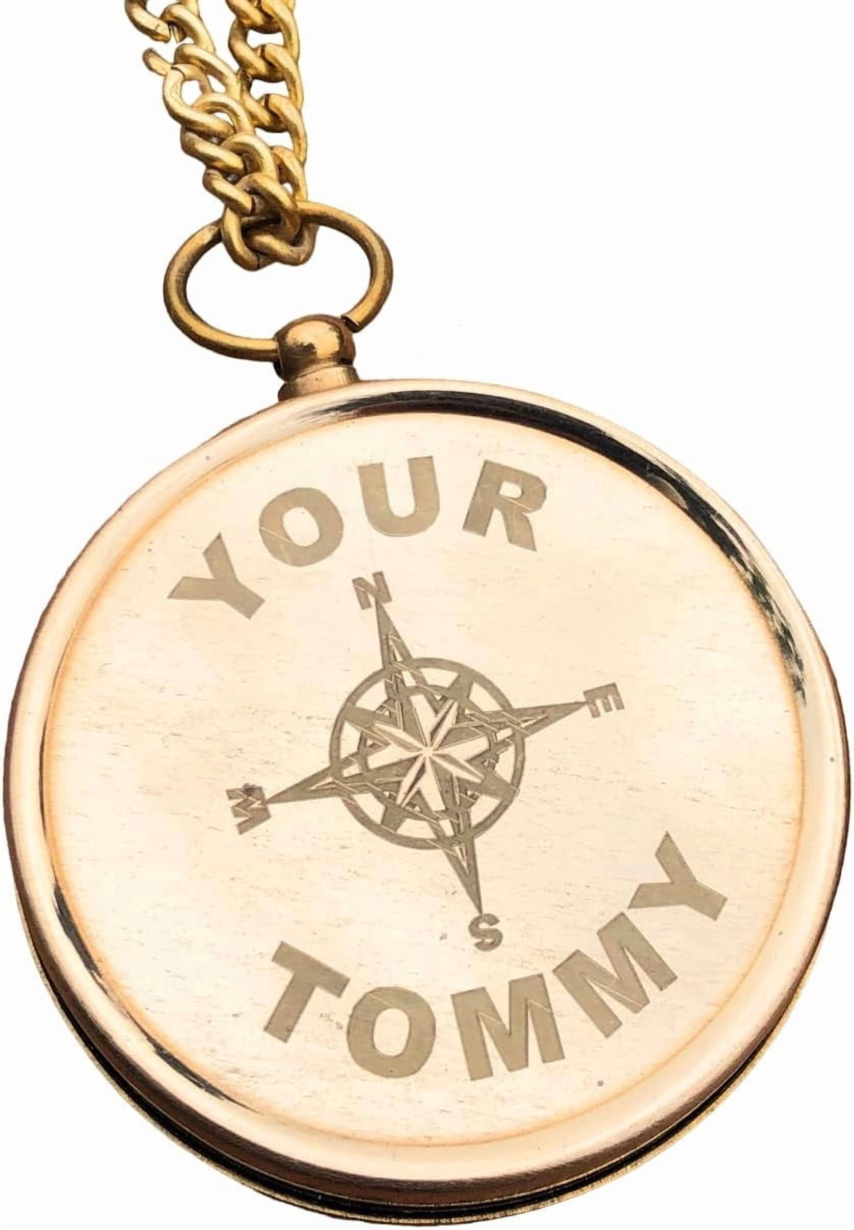 Nautical Brass Compass with Chain - Personalized Vintage Compass - Working Locket Compass Travelers Gift, Friends Gift, Girlfriend/Boyfriend Gift