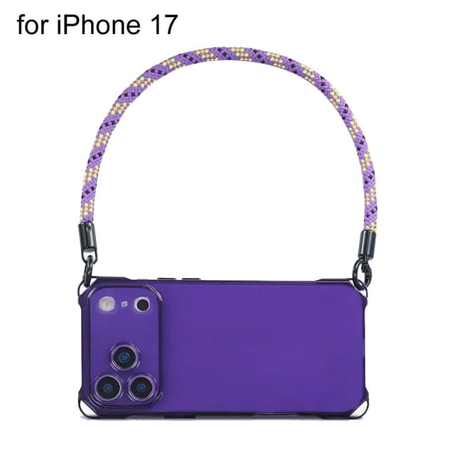 for IPhone17/17Pro/17 Pro Max/17Air Solid-Color Wristband Phone Leather