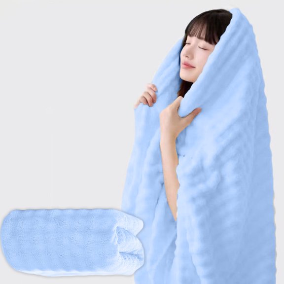 Vfedsrsge Extra Large Coral Fleece Bath Towel - Super Absorbent, Fast Drying, Lightweight 55x28 Inches - Blue, Hotel Spa Soft, Lint Fade Resistant for Bathroom
