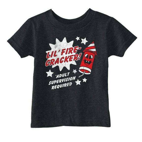 Toddler Funny T Shirts Lil Fire Cracker Sarcastic Fourth Of July Graphic Novelty Tee for Young Kids