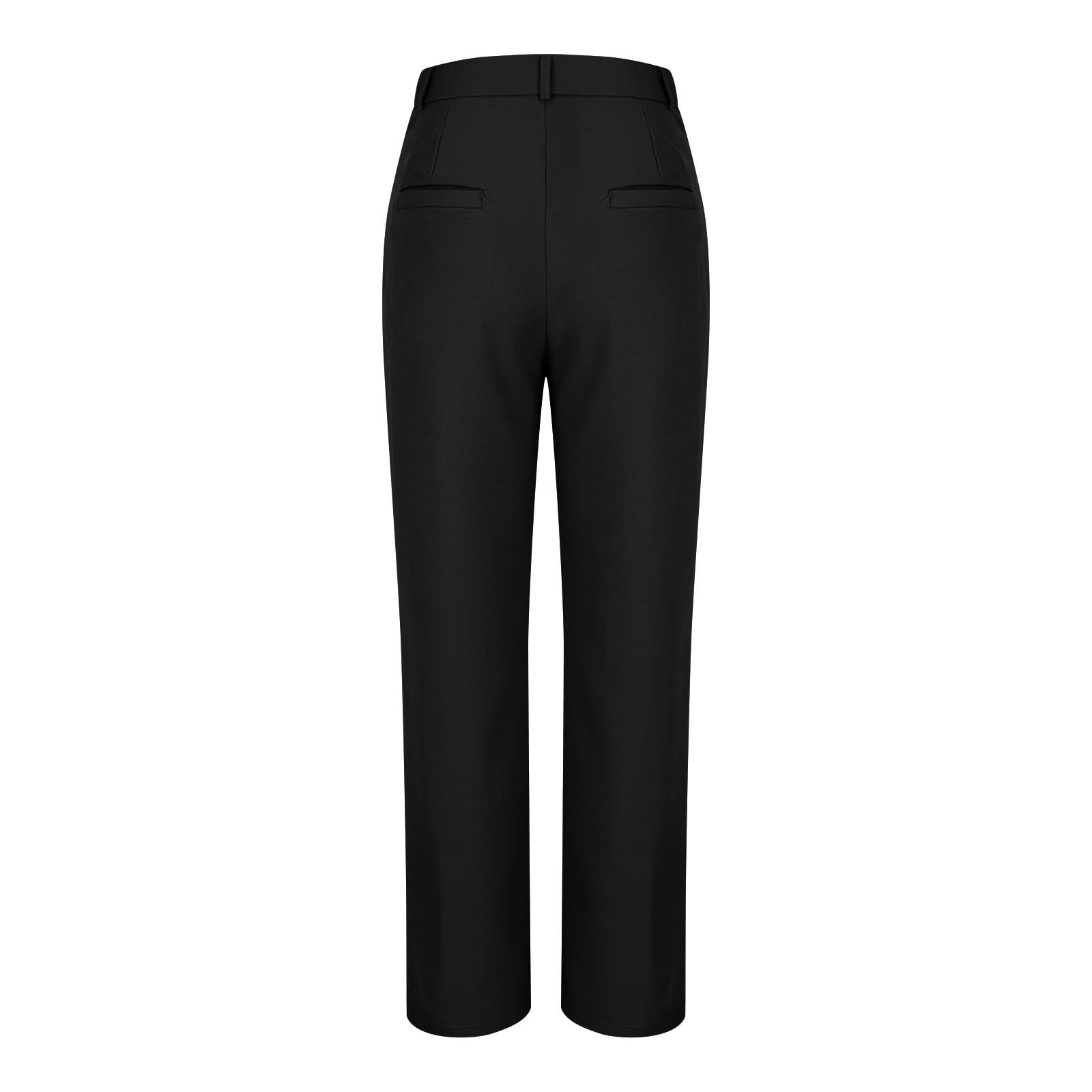 Nmnitkp Dress Pants Women Stretchy Business Casual Work Pants Straight Leg Slacks for Office Black,L
