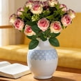 thumbnail image 4 of Diamond Rose Artificial Flower Bouquet, Realistic Faux Floral Arrangement for Home Decor, Long Lasting Fake Flowers for Wedding Centerpiece Table Runner Vase Fillers Interior Decoration, 4 of 5