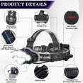 thumbnail image 3 of Head Torch,super Bright Headlight,18000 Lumens 8 Led 8 Modes Headlamp,rechargeable Waterproof, 3 of 5