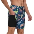 thumbnail image 2 of Kdxio Dinosaur Print Men's Swim Trunks with Compression Liner 7 Inch Inseam Quick Dry Swim Shorts, 2 of 7