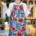 thumbnail image 6 of Pioneer Flower Floral Print Pattern Apron-Garden Aprons for Women with Pockets-Cotton Linen Waterproof Kitchen Cooking Gardening Aprons Adjustable for Kitchen,Cooking,BBQ and Salon 33x27 Inch, 6 of 6