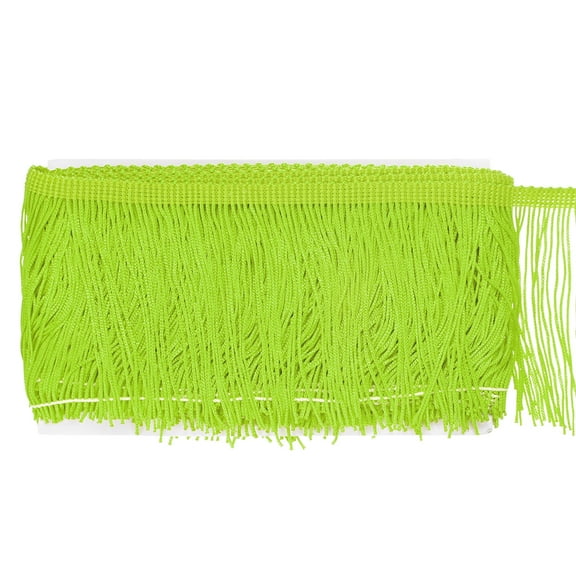 Uxcell Chainette Fringe Trim, 5 Yards of 4" Polyester Braid Tassel Trim for DIY Crafts/Lamp Shade Decoration/Sewing Fringe Thread Yarn [Tender Green]