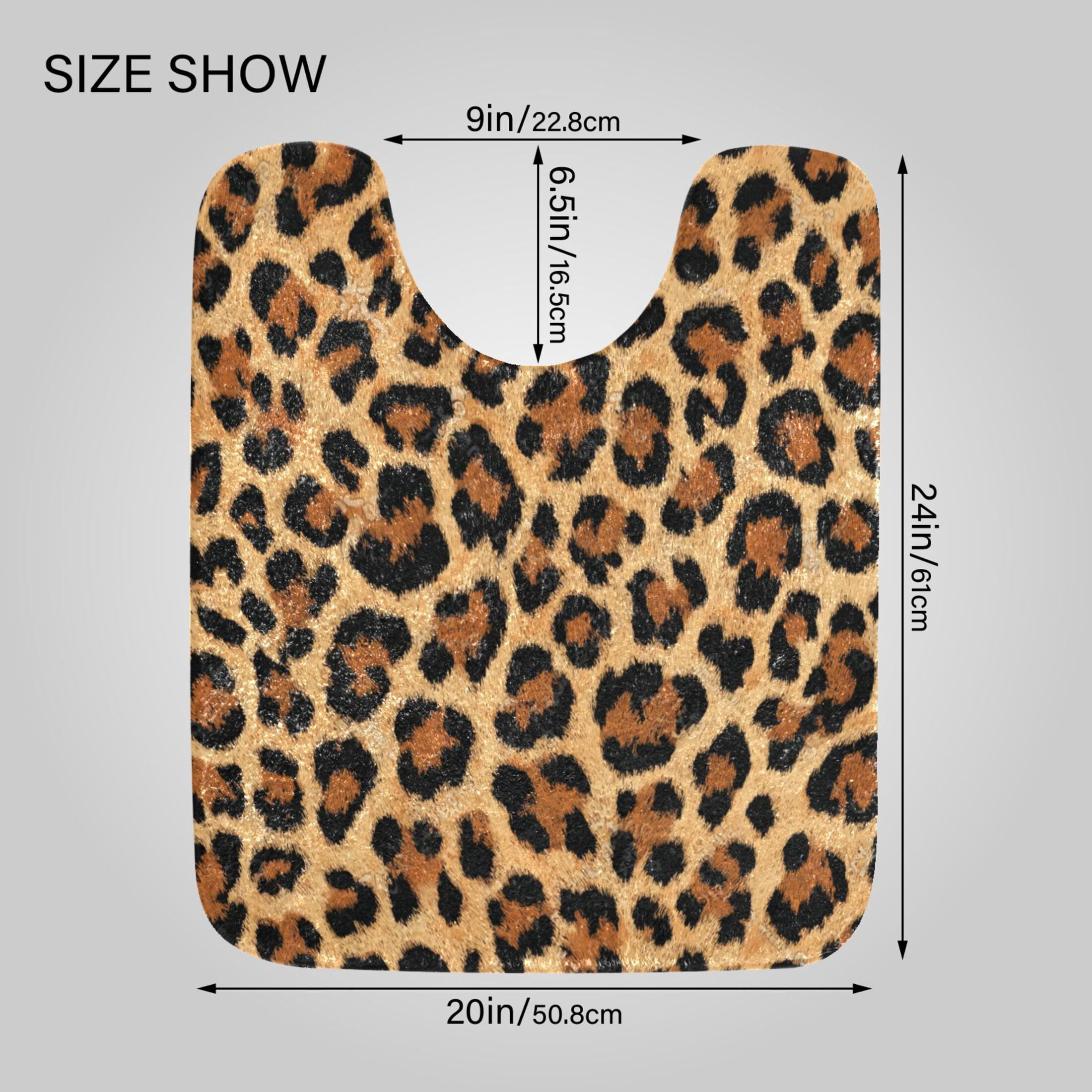 RMDQTR 2PCs Bathroom Rugs Set Plush Toilet Base Mat 16" × 24" Bath Mat and 20" × 24" U Shape Soft Rugs Non Slip Absorbent Wild Amber Cheetah
