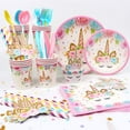 thumbnail image 3 of Party Supplies Party Decorations & Tableware Kit- Disposable Paper Plates, Cups, Napkins, Straws, Birthday Banner, Table Cloth -Serves 16 Guests… (Style C), 3 of 7