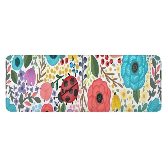 Pioneer Flower Floral Print Pattern Kitchen Rug Mat,Kitchen Runner Rugs Non Skid Washable,Decorative Kitchen Floor Mats for Kitchen,Sink,Laundry,17"x47.2"