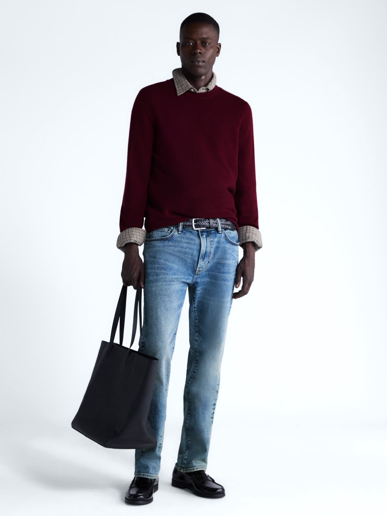 Free Assembly Men’s Cashmere Crewneck Sweater with Long Sleeves, Midweight, Sizes XS-2XL