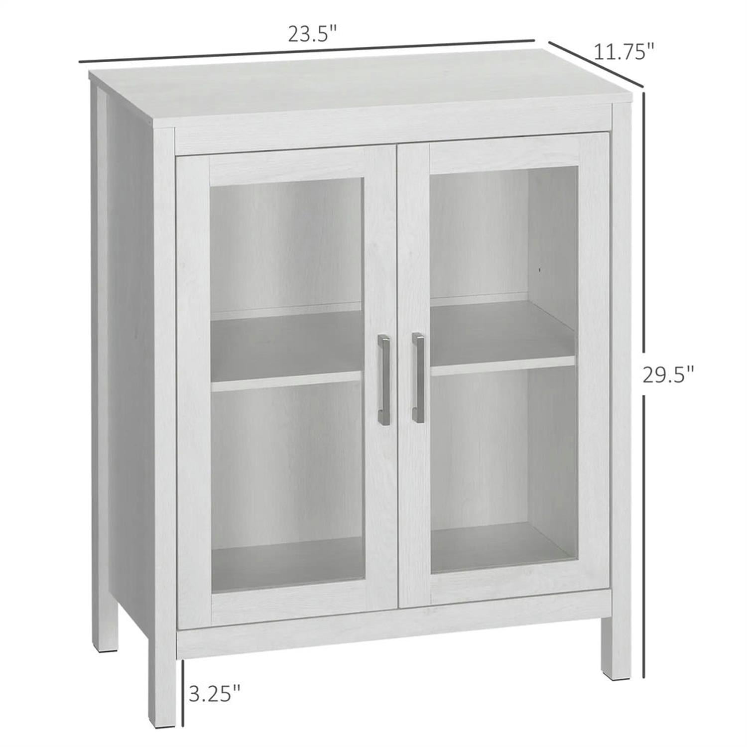 Demi Bonn 30" Bathroom Floor Cabinet, Freestanding Storage Cabinet with Adjustable Shelf and Glass Doors, for Living room, Entryway, Kitchen, White