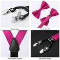 thumbnail image 6 of HISDERN Pink Bow Tie and Suspenders for Men Solid Handkerchief 6 Clips Adjustable Y Shape Pocket Square Set, 6 of 8