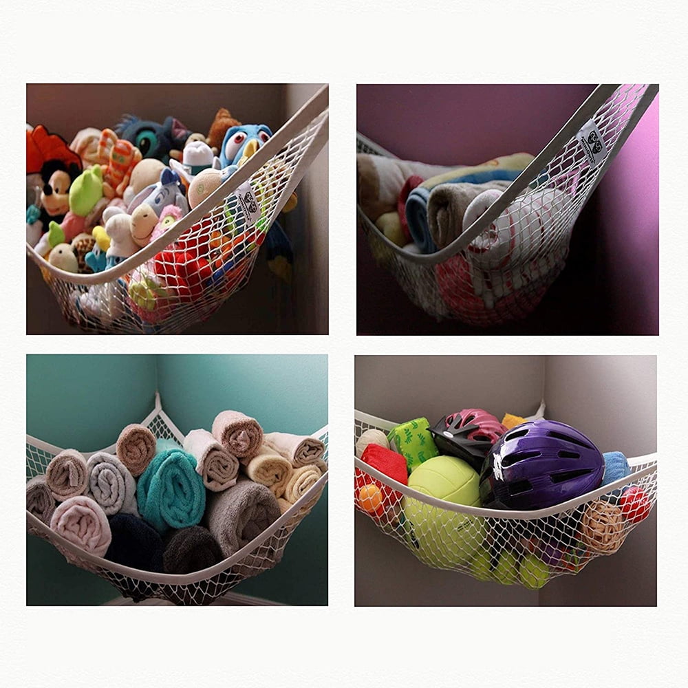 Little Chicks Hamac De Rangement Jumbo Pour Peluches - Filet D'angle Extensible 184,8 Cm - Crochets Inclus