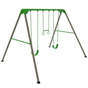Lifetime Kid's Metal Swing Set with 2 Belt Swings and Trapeze Bar - 9 feet (91206)