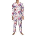 thumbnail image 3 of Sikiie Lilies Flowers Mens Pajama Set, Soft Warm Long Sleeve Sleepwear, Cozy Button-Down Pjs for Men-Large, 3 of 7