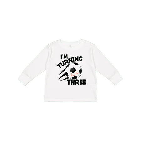 

Inktastic I m Turning Three with Soccer Ball Gift Toddler Boy or Toddler Girl Long Sleeve T-Shirt