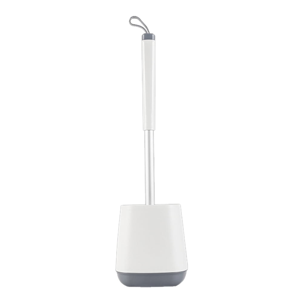 Toilet Brush with Stainless Steel Long Handle Soft Silicone Bristle ...
