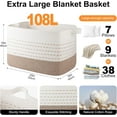 thumbnail image 5 of 108L Extra Large Blanket Basket, 25”x16”x16” Rectangle Woven Cotton Rope Baskets for for Living Room, Toy Storage with Handle- Gradient Light Brown, 5 of 7