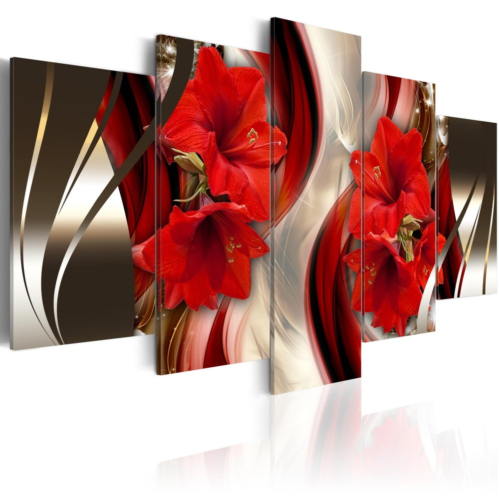 5 Panels Home Decor Picture, Flower Wall Art Abstract Print on Canvas
